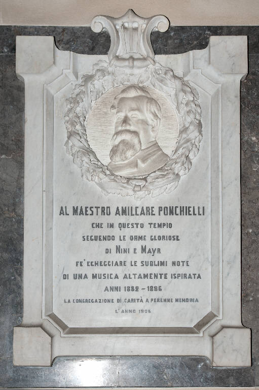 Busto di Amilcare Ponchielli (lapide commemorativa) - bottega lombarda (sec. XX)