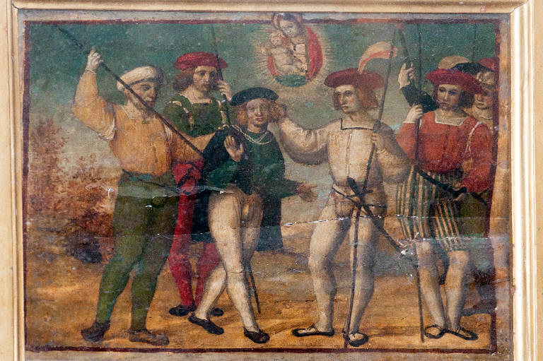 Madonna con Bambino appare a un gruppo di soldati (ex voto) di Gavazzi, Giovanni (prima metà sec. XVI)