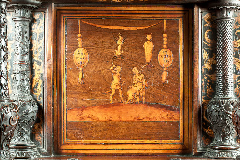 Allegoria dell'empietà di Assalonne e di David (decorazione a intarsio) di Capoferri, Giovan Francesco; Lotto, Lorenzo; Lotto, Lorenzo (sec. XVI)
