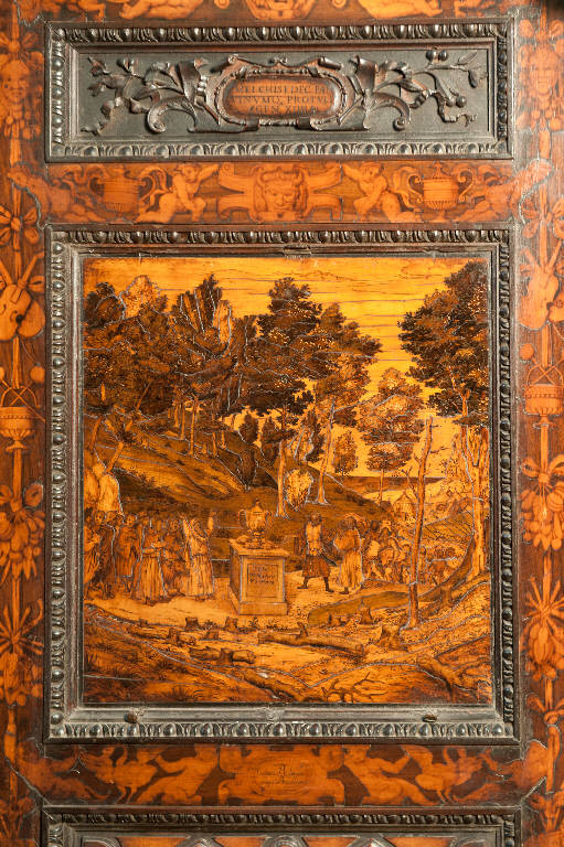 Melchisedek benedice Abramo (decorazione a intarsio) di Capoferri, Giovan Francesco; Lotto, Lorenzo; Lotto, Lorenzo; Ludovico da Mantova (sec. XVI)