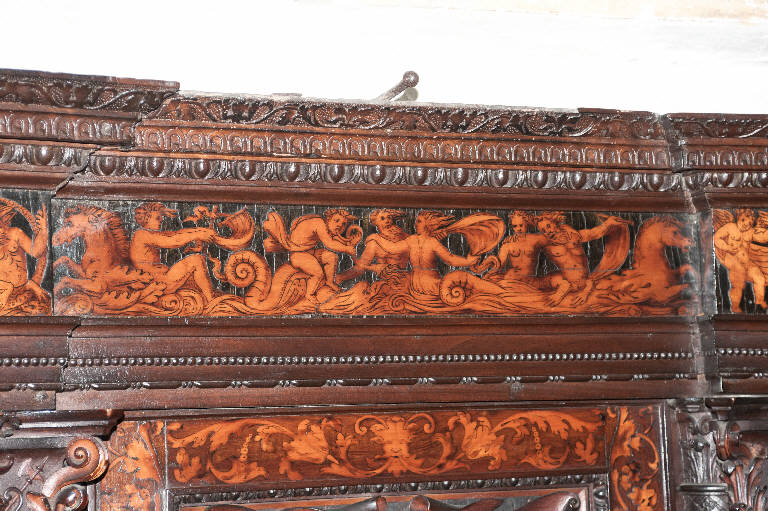 Sirene, tritoni e cavalli marini (decorazione a intarsio) di Belli, Alessandro; Belli, Giacomo; Belli, Giuseppe (sec. XVI)