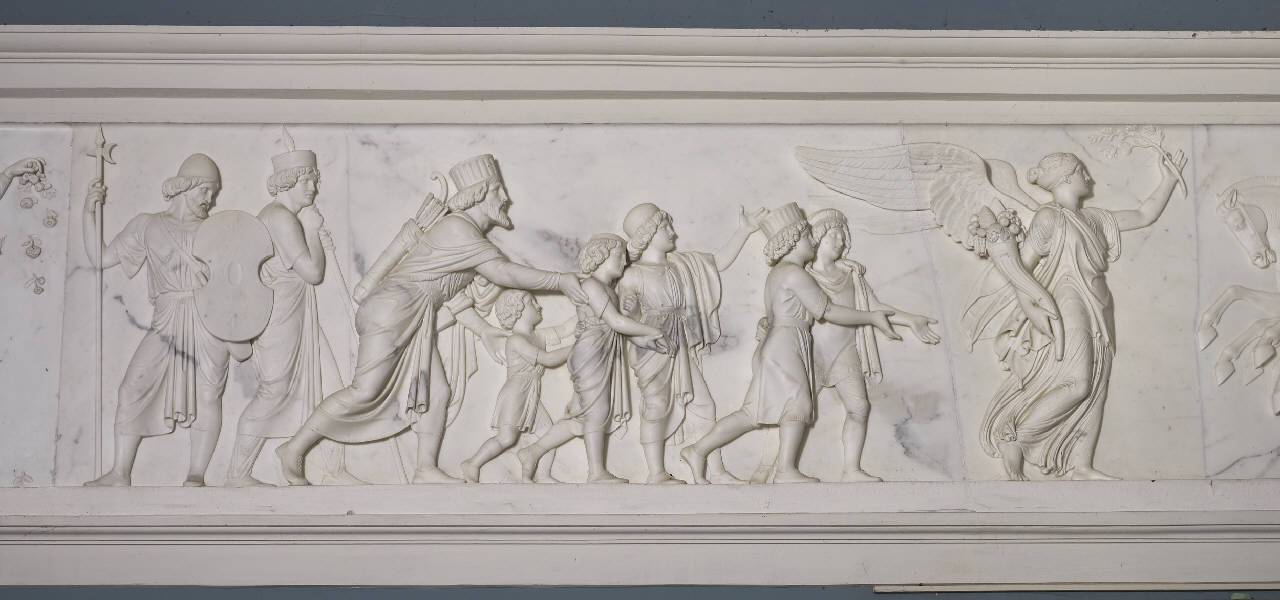 La pace e Mazzeo con i suoi figli (rilievo) di Thorvaldsen, Bertel - ambito danese (prima metà sec. XIX)