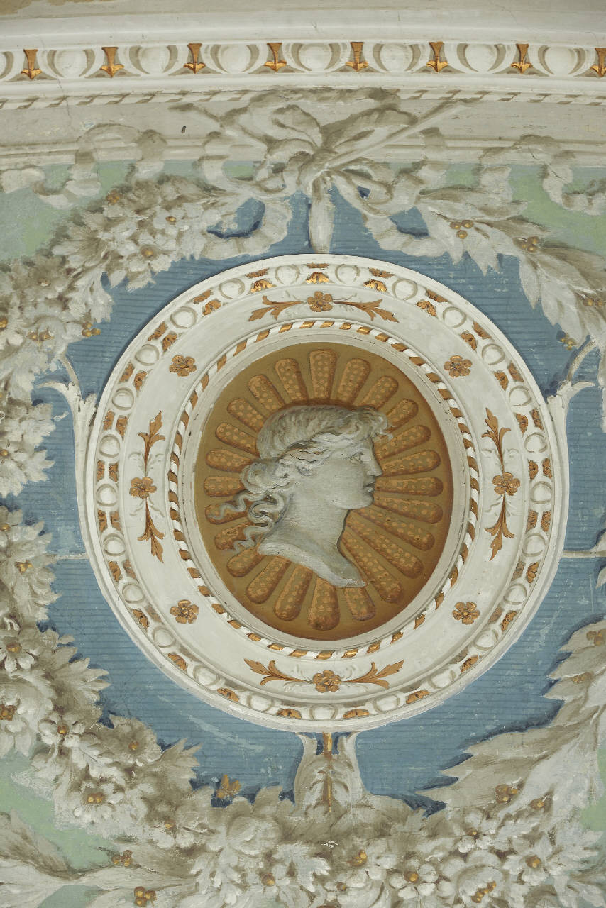 Medaglione con busto femminile di profilo (decorazione pittorica) di Behlert, Karl - maestranze lombarde (sec. XX)