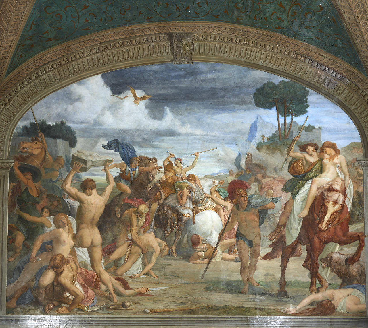 Battaglia tra le Amazzoni e Bellerofonte (dipinto) di von Sachsen-Meiningen, Ernst (fine sec. XIX)
