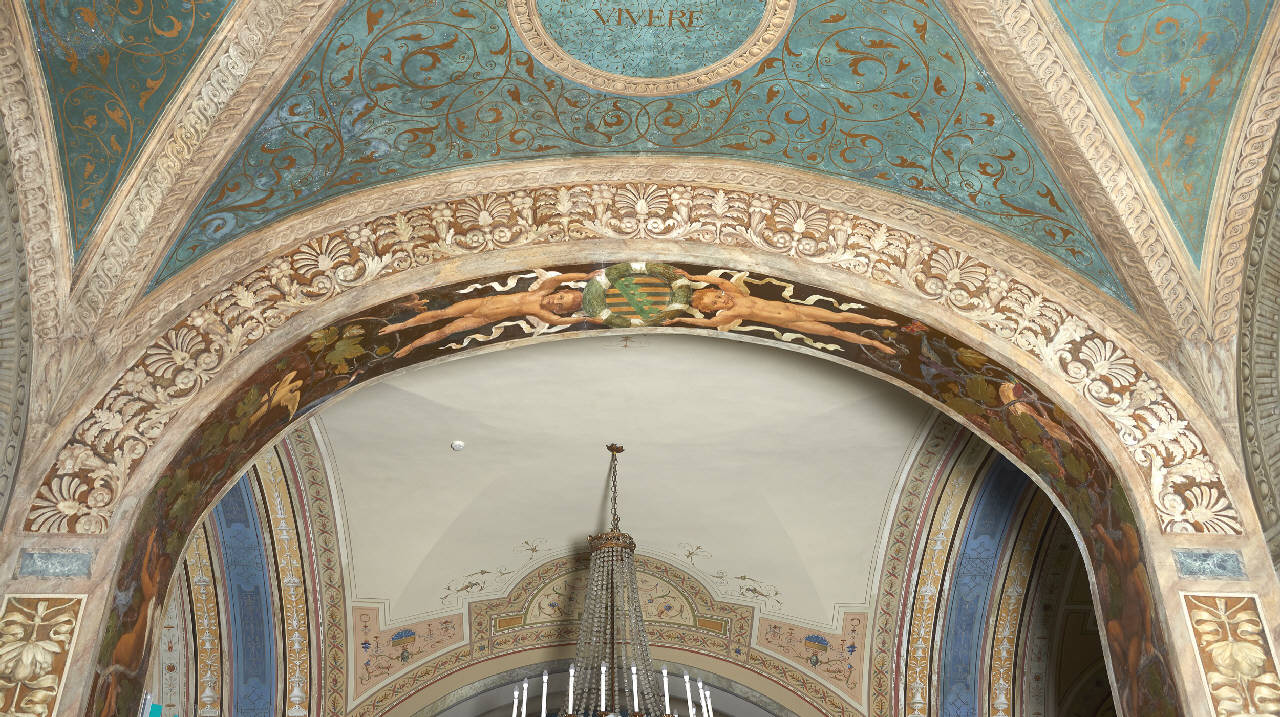 Decorazione fitomorfa, Riquadri a finto marmo, lesene, fascia esterna (arco dipinto) di Anonimo tedesco - ambito tedesco (inizio sec. XX)