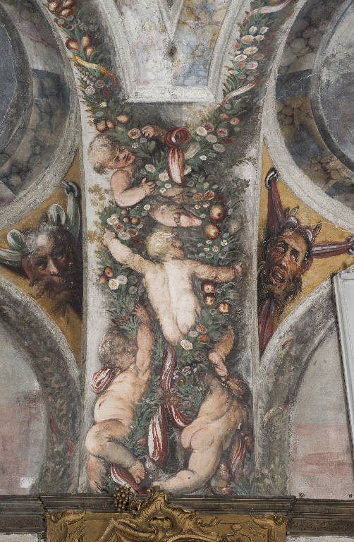 motivi decorativi a festoni con putti (dipinto) di Girolamo Romanino (sec. XVI)