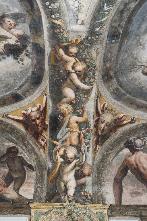 motivi decorativi a festoni con putti (dipinto) di Gambara, Lattanzio (sec. XVI)