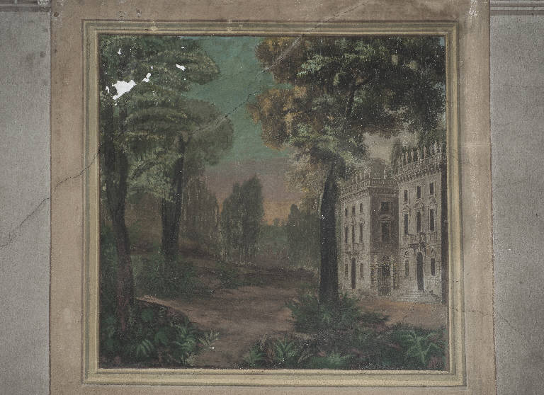 paesaggio con palazzo (dipinto) - ambito lombardo (primo quarto sec. XIX)