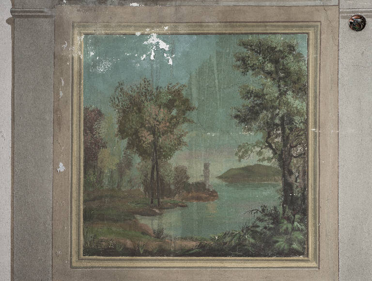 paesaggio con lago (dipinto) - ambito lombardo (primo quarto sec. XIX)
