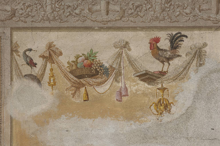 motivi decorativi con animali e cesto di frutta (decorazione pittorica) di Tellaroli, Francesco (fine sec. XVIII)