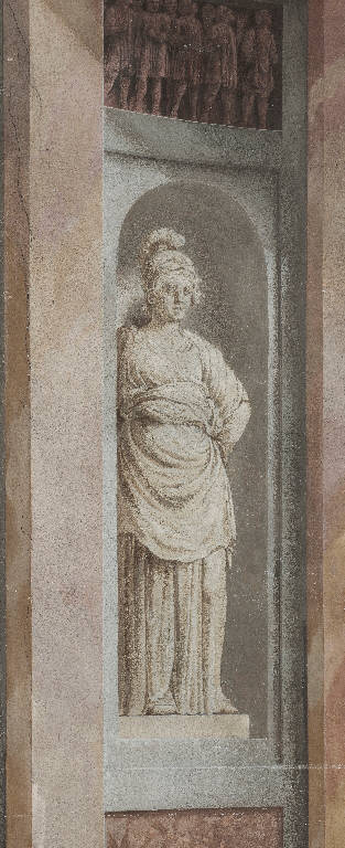 figura femminile con elmo (dipinto) di Manfredini, Giuseppe (sec. XVIII)