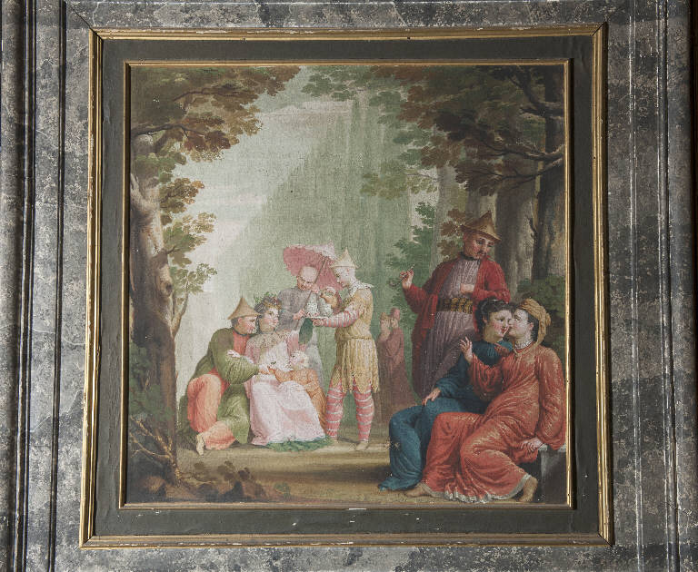 cerimonia del tè e conversazione in giardino (dipinto) di Teosa, Giuseppe (sec. XVIII)