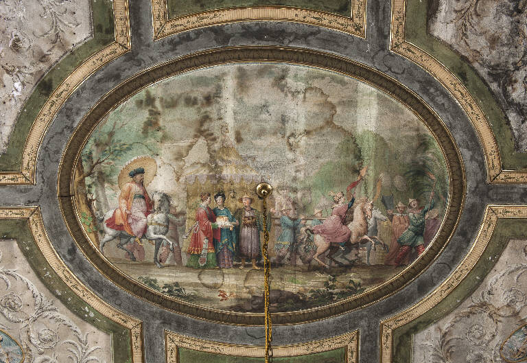 corteo nunziale con cavalieri e uomini orientali (dipinto) di Teosa, Giuseppe; Mondini, Giuseppe (sec. XVIII)