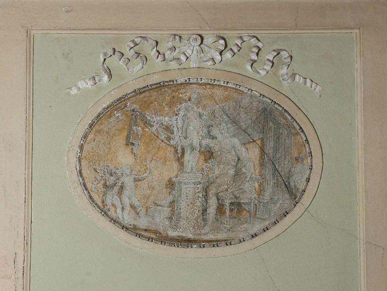 Pigmalione innamorato della statua di Galatea (decorazione plastico-pittorica) di Teosa, Giuseppe - ambito lombardo (fine sec. XVIII)
