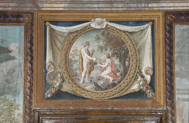 Mercurio dona la cetra ad Apollo (dipinto) di Manfredini, Giuseppe (sec. XVIII)
