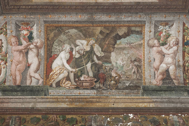 Teti tempra la spada di Achille (dipinto) di Manfredini, Giuseppe (sec. XVIII)