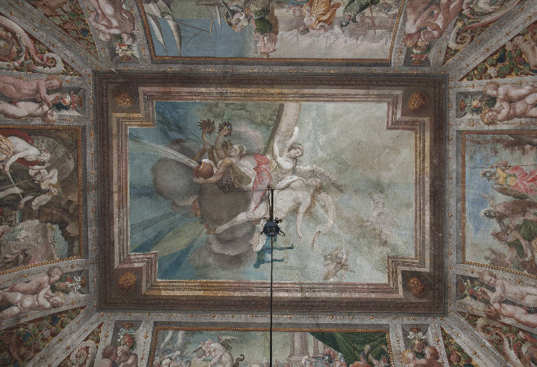 Giunone scatena i venti e le piogge (dipinto) di Manfredini, Giuseppe (sec. XVIII)