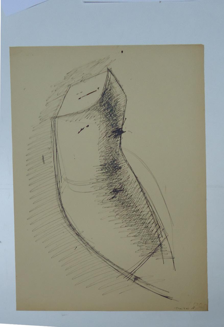 Nudo, Nudo fronte e retro (disegno) di Trazzi, Alberto - ambito italiano (seconda metà sec. XX)