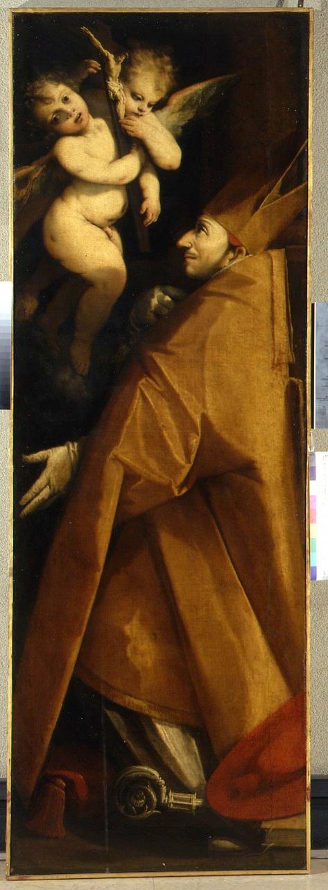 San Carlo Borromeo, San Carlo Borromeo in Adorazione della Croce (dipinto) di Gherardini Melchiorre (attr.) - ambito lombardo (secondo quarto sec. XVII)