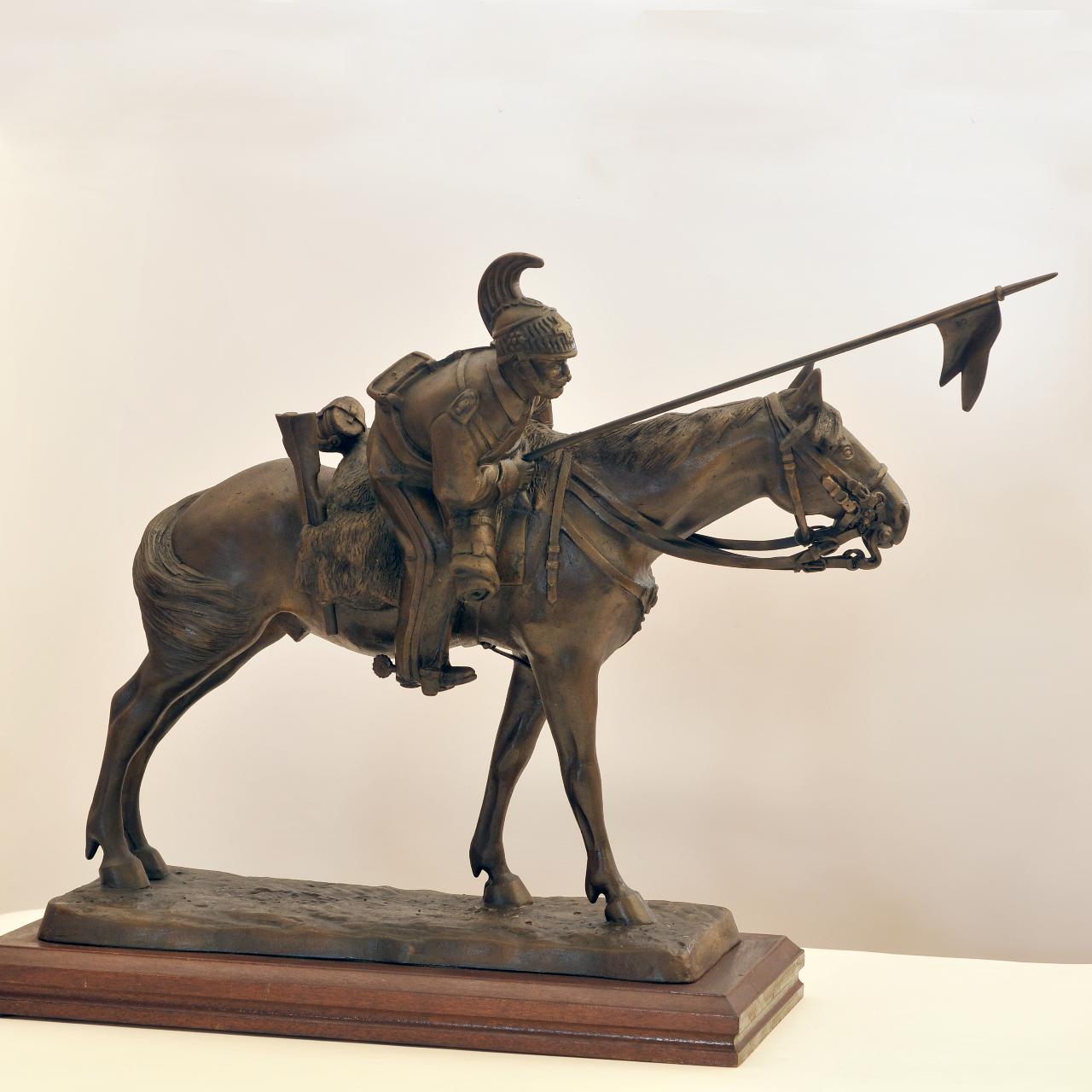 Lancere in uniforme del 1848, Dragone a cavallo in perlustrazione (scultura) - ambito italiano (secc. XIX/ XX)