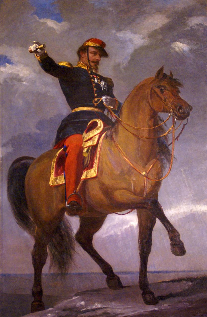 Napoleone III condottiero, Napoleone III a cavallo (dipinto) di Carlini, Giulio - ambito Italia Settentrionale (sec. XIX)
