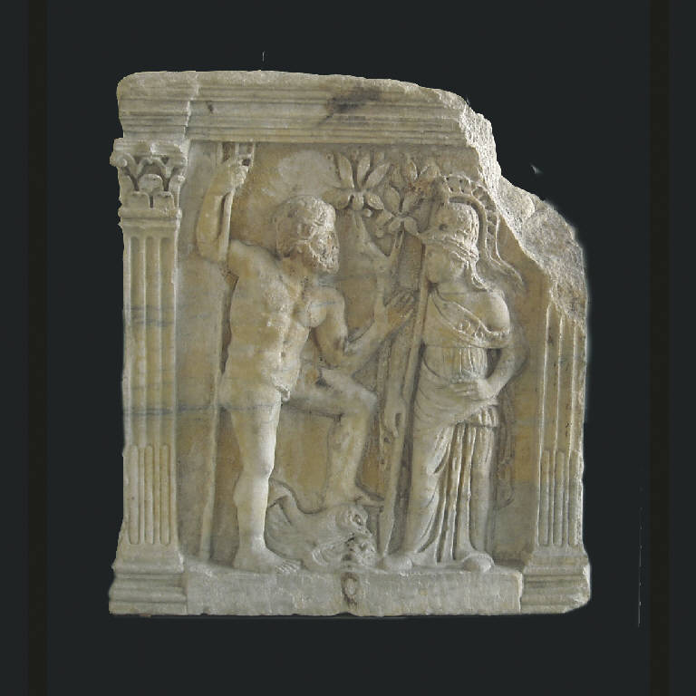 Atena e Poseidone si contendono il predominio sull'Attica/ Il poeta e la Musa/ Pugile/ Cavaliere (base) - ambito comasco (seconda metà sec. II d.C.)