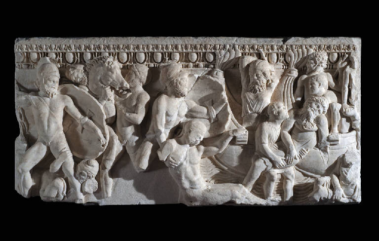 scena di battaglia (lastra di sarcofago) - produzione attica (sec. II)