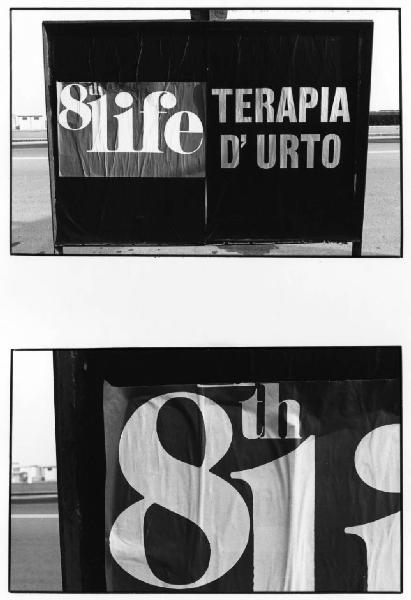 Manifesto pubblicitario - scritta "8th life. Terapia d'urto" / Scritta "8th life. Terapia d'urto"