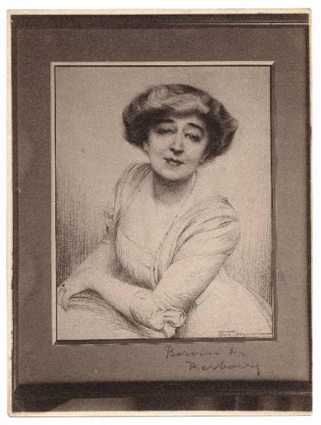 Disegno - Ritratto femminile - Baronessa de Pierrebourg - Antonio Argnani - Galleria Maurice Chalom - New York City