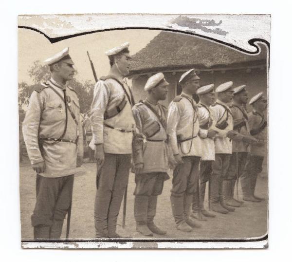 Guerra russo-giapponese - Ritratto di gruppo maschile - Militari - Militari cosacchi di Cita decorati cavalieri di San Giorgio - Russia - Manciuria - Fenguancien