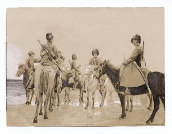 Guerra russo-giapponese - Russia - Manciuria - Liaoyang - Cosacchi del Caucaso a cavallo
