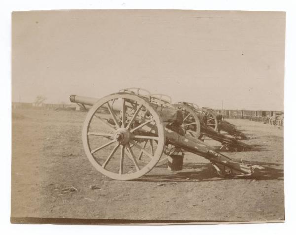 Guerra russo-giapponese - Russia - Manciuria - Mukden - Batteria di cannoni da campo