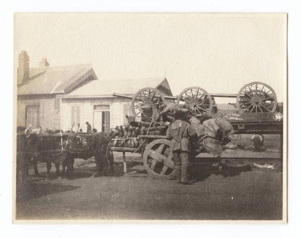 Guerra russo-giapponese - Russia - Manciuria - Gungiulin - Carri per il trasporto di cannoni da assedio dell'esercito russo
