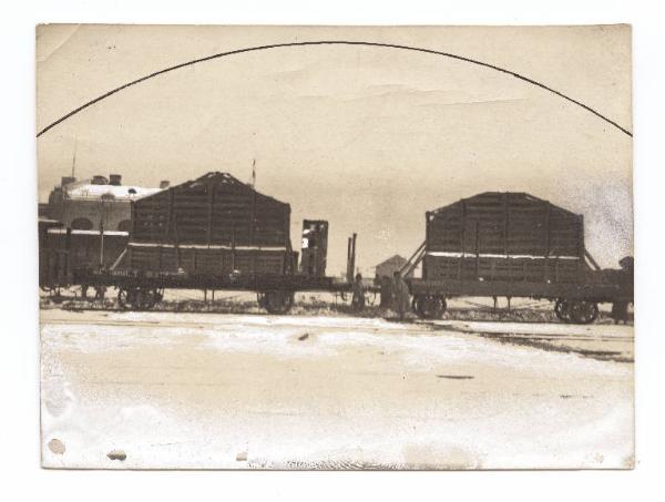 Guerra russo-giapponese - Russia - Manciuria - Harbin - Torpediniera della Marina imperiale russa smontata e trasportata su convoglio ferroviario