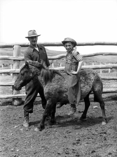 Ritratto di famiglia? - Uomo - Bambino - Patagonia cilena - Provincia di Ultima Esperanza - Ande patagoniche - Massiccio del Paine - Laguna Amarga? - Pony