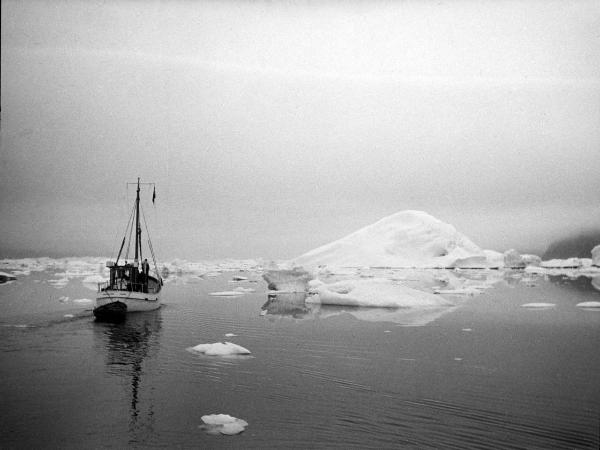 Groenlandia occidentale - Nord dell'Oceano Atlantico - Baia di Baffin - Icebergs - Peschereccio