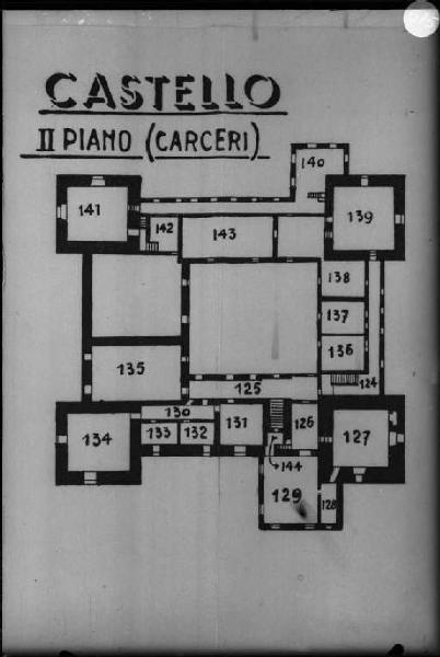 Disegno - Castello di S. Giorgio - Planimetria - Secondo piano (carceri)