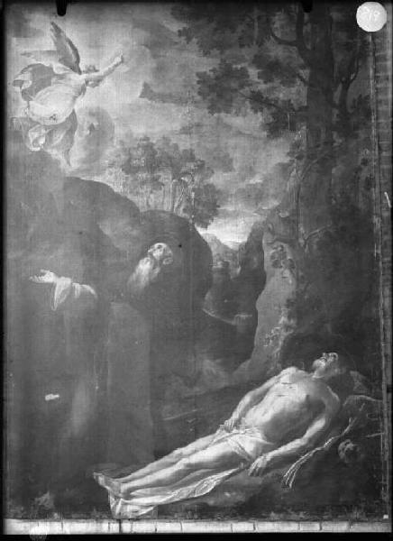 Dipinto - S. Antonio Abate contempla la morte di S. Paolo Eremita - Francesco Borgani - Mantova - Museo di Palazzo Ducale