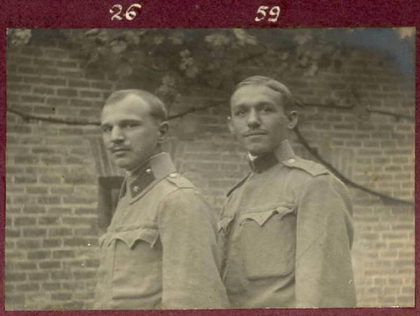 Prima Guerra Mondiale - Ritratto maschile - Militari - Appuntato Enrico Rabon e soldato Ottok. Chalupa