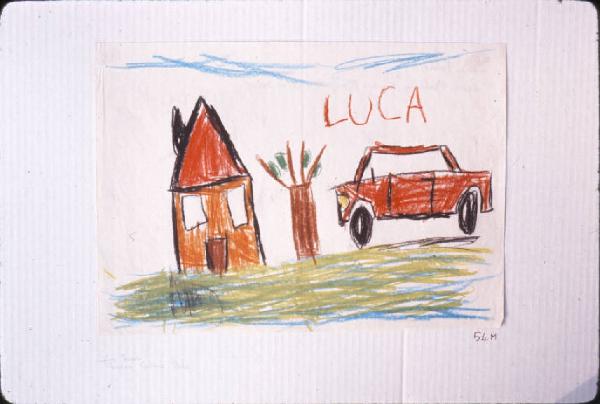 Disegno - Casa, albero e automobile