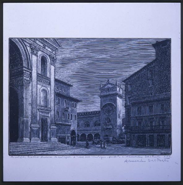 Graffito - Mantova, Piazza Andrea Mantegna e torre dell'Orologio - Alessandro Dal Prato