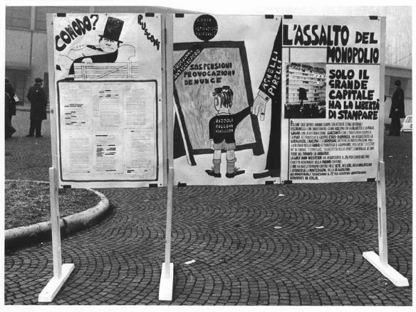 Sciopero nazionale unitario dei grafici per il contratto - Mostra - Manifesti di rivendicazione e protesta dei lavoratori grafici sulla politica dell'informazione