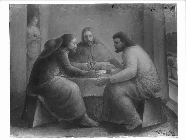 Riproduzione di opera d'arte. Dipinto di Vanni Rossi: La cena di Emmaus