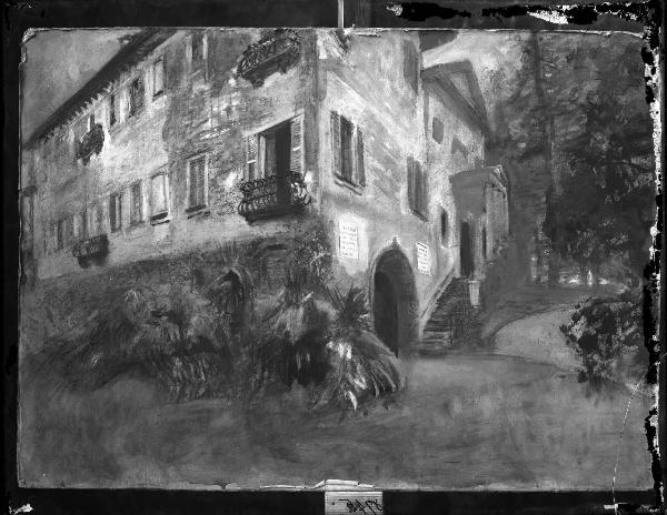 Riproduzione di opera d'arte. Disegno di Emilio Gola: Villa "Il Buttero"