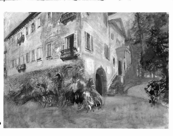 Riproduzione di opera d'arte. Disegno di Emilio Gola: Villa "Il Buttero"