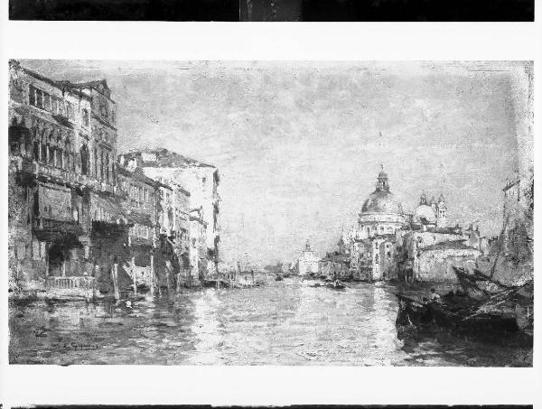 Riproduzione di opera d'arte. Dipinto di Eugenio Gignous - Veduta: Venezia - Santa Maria della Salute