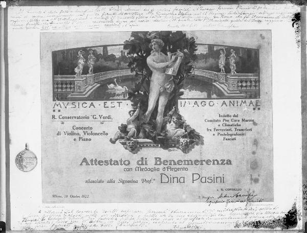 Riproduzione di documento. Attestato di benemerenza