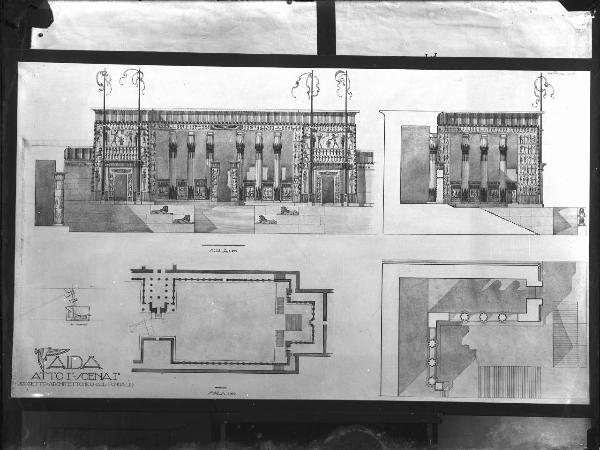 Riproduzione di opera d'arte. Progetto architettonico per scenografia