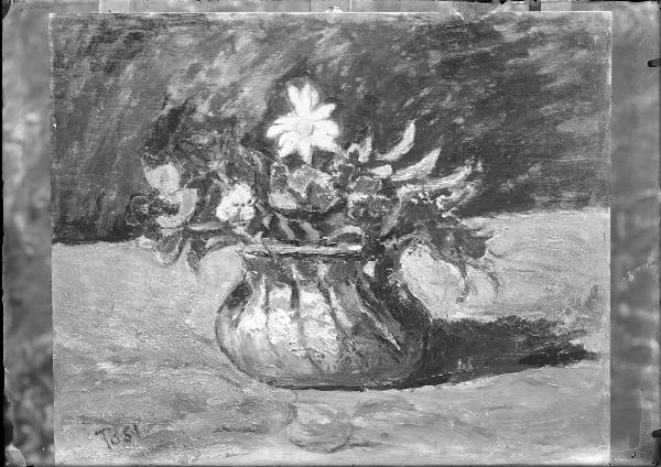 Riproduzione di opera d'arte. Dipinto di Arturo Tosi - Vaso di fiori