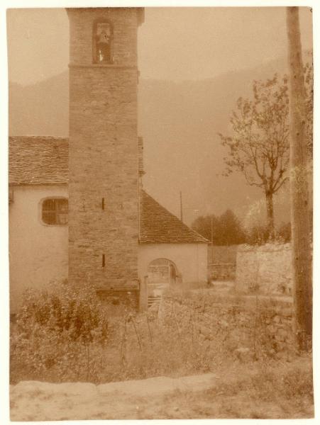 Paesaggio. Valle Vigezzo - Santa Maria Maggiore - Buttogno - Oratorio di S. Lorenzo - Particolare del campanile